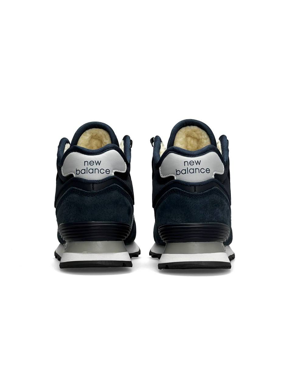 New Balance 574 High Dark Blue White Fur