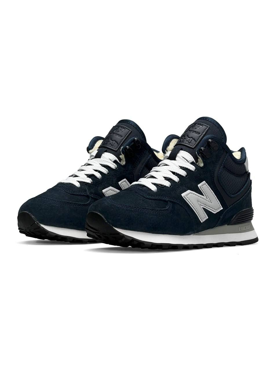 New Balance 574 High Dark Blue White Fur
