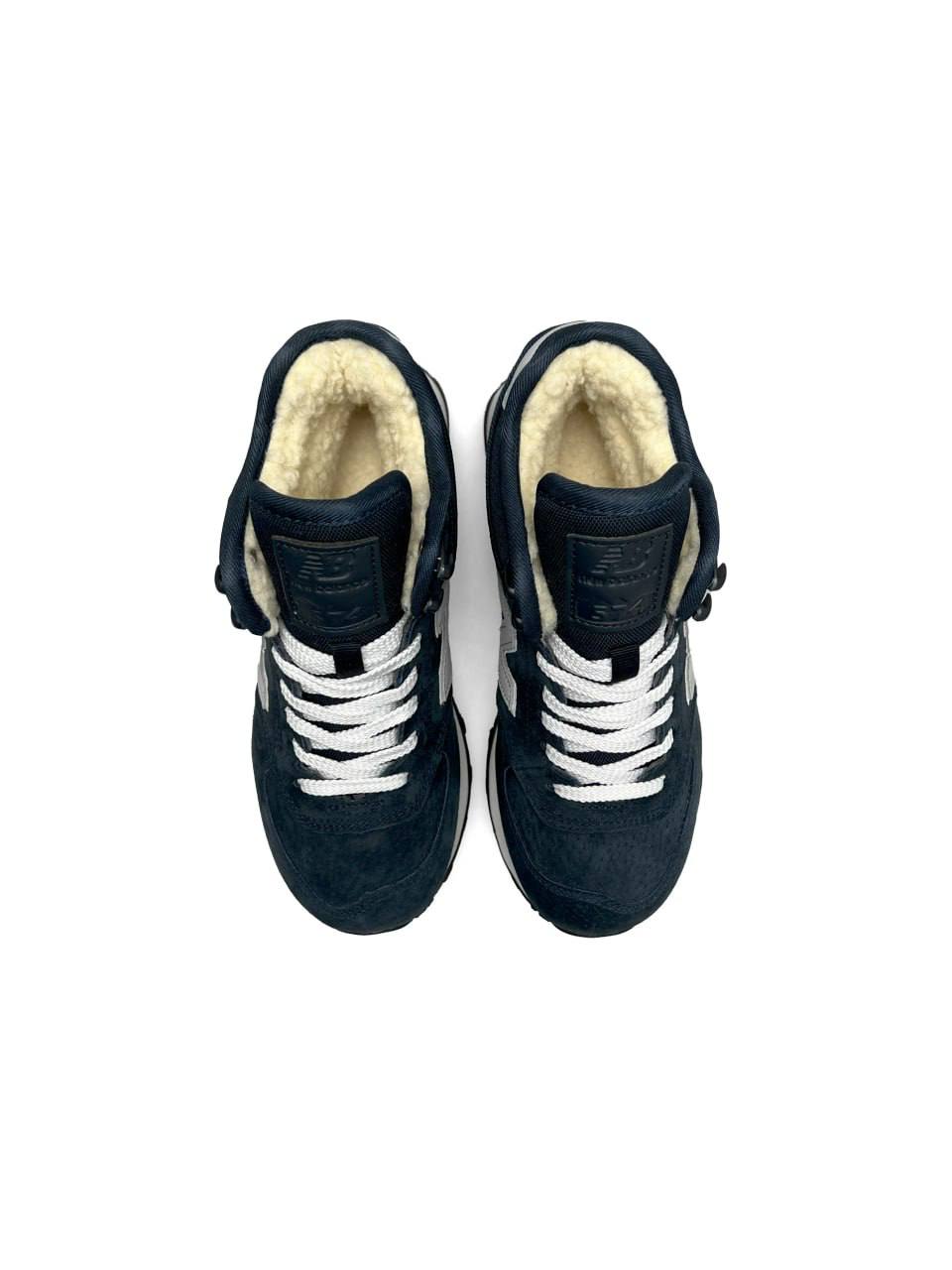 New Balance 574 High Dark Blue White Fur