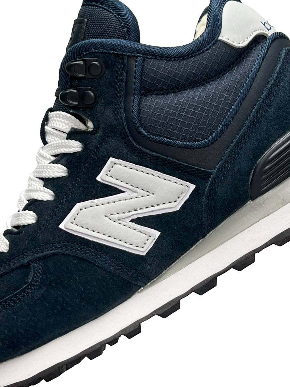 New Balance 574 High Dark Blue White Fur