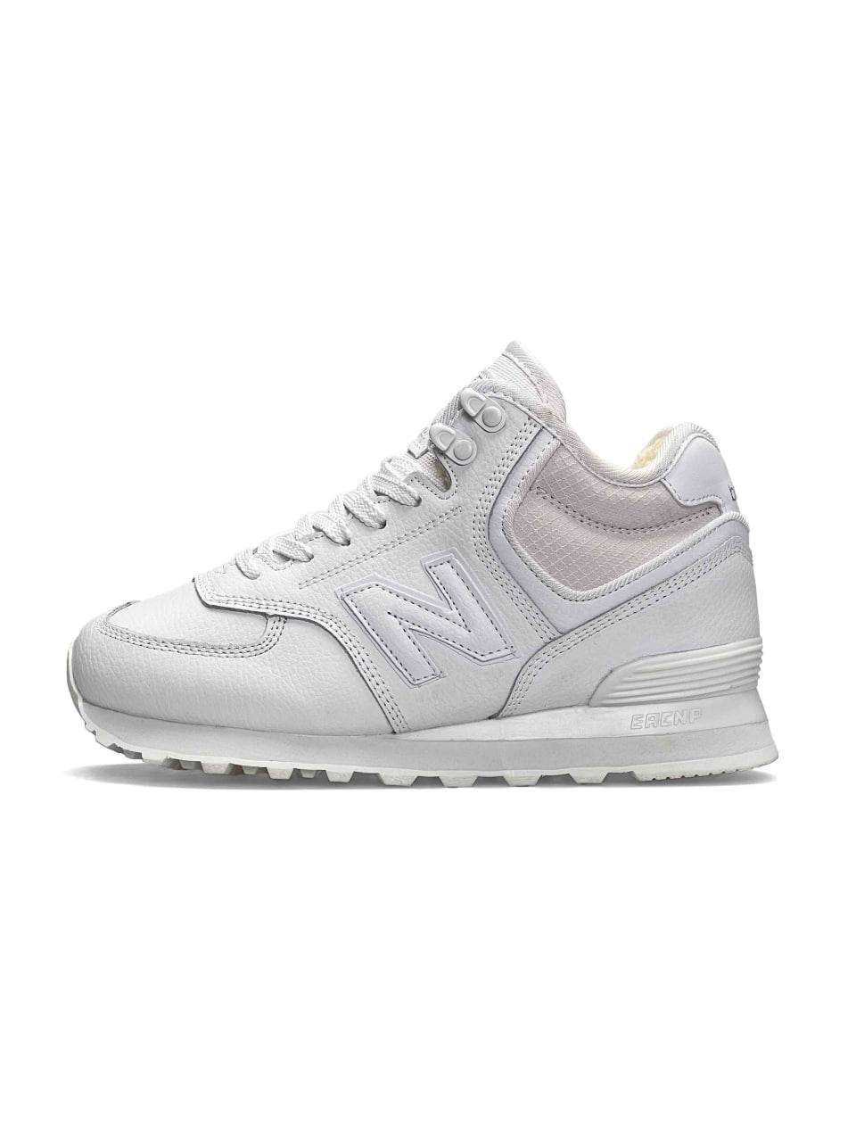 New Balance 574 High All White Fur
