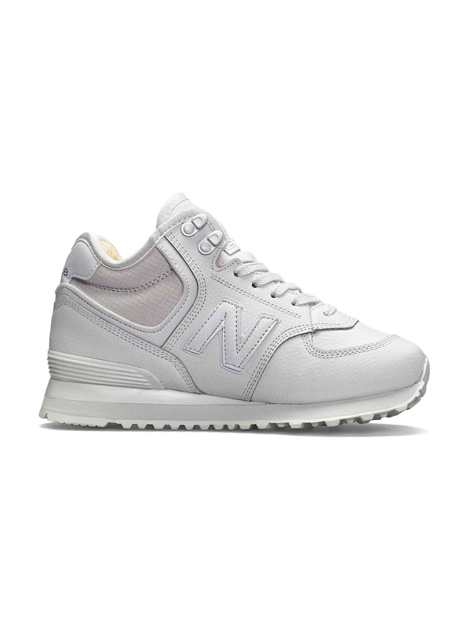 New Balance 574 High All White Fur