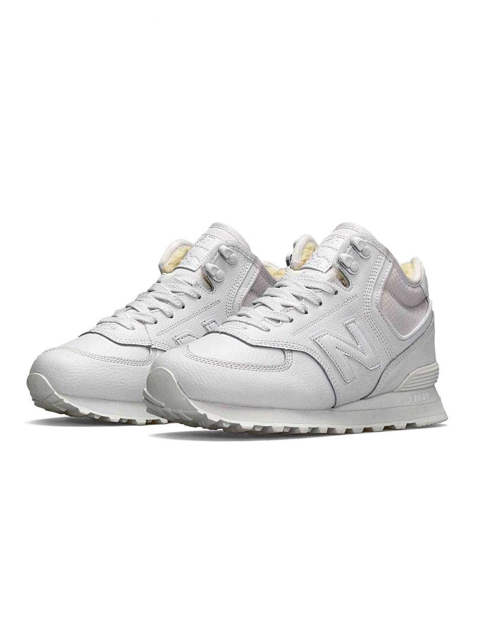 New Balance 574 High All White Fur