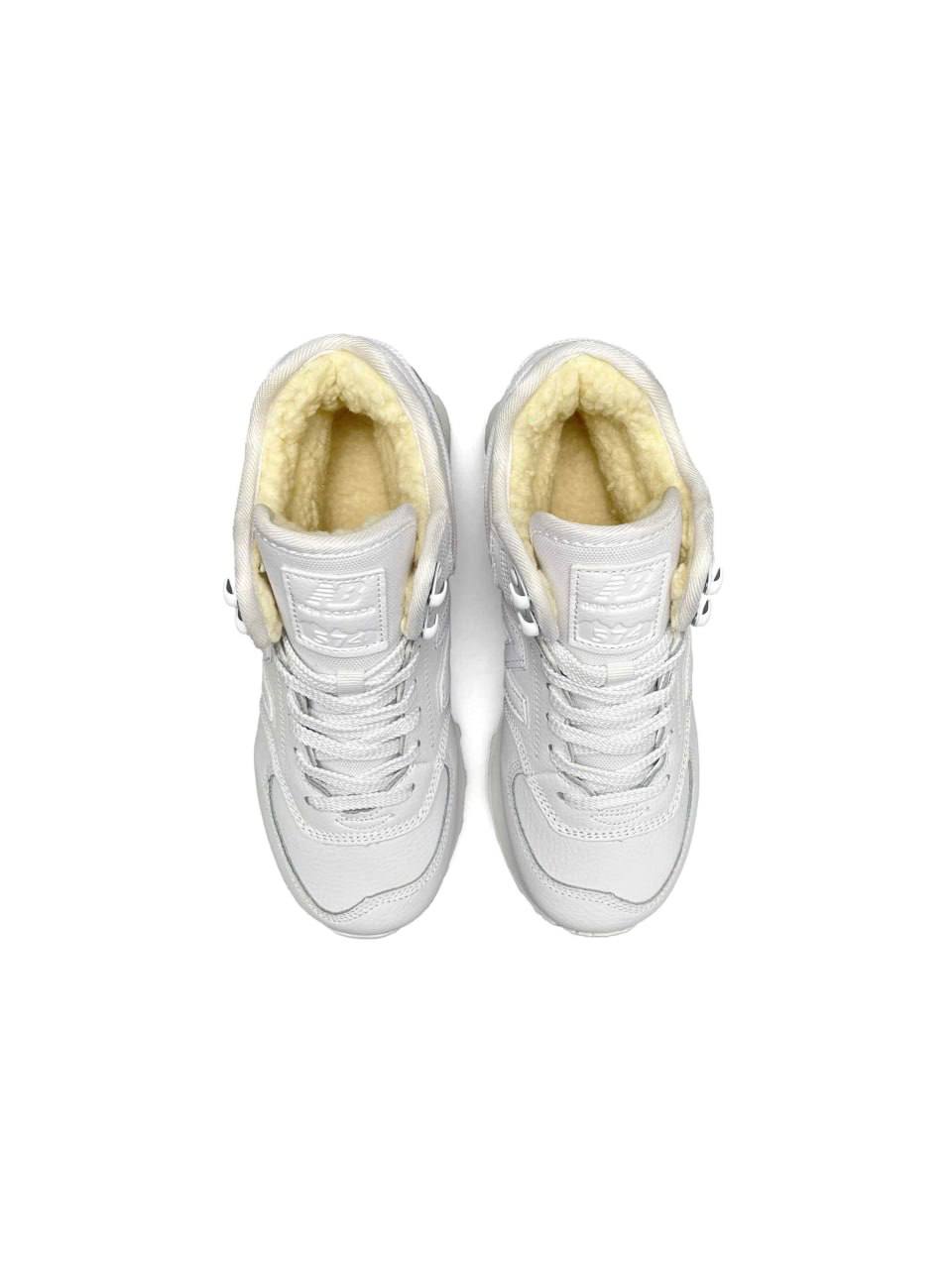 New Balance 574 High All White Fur