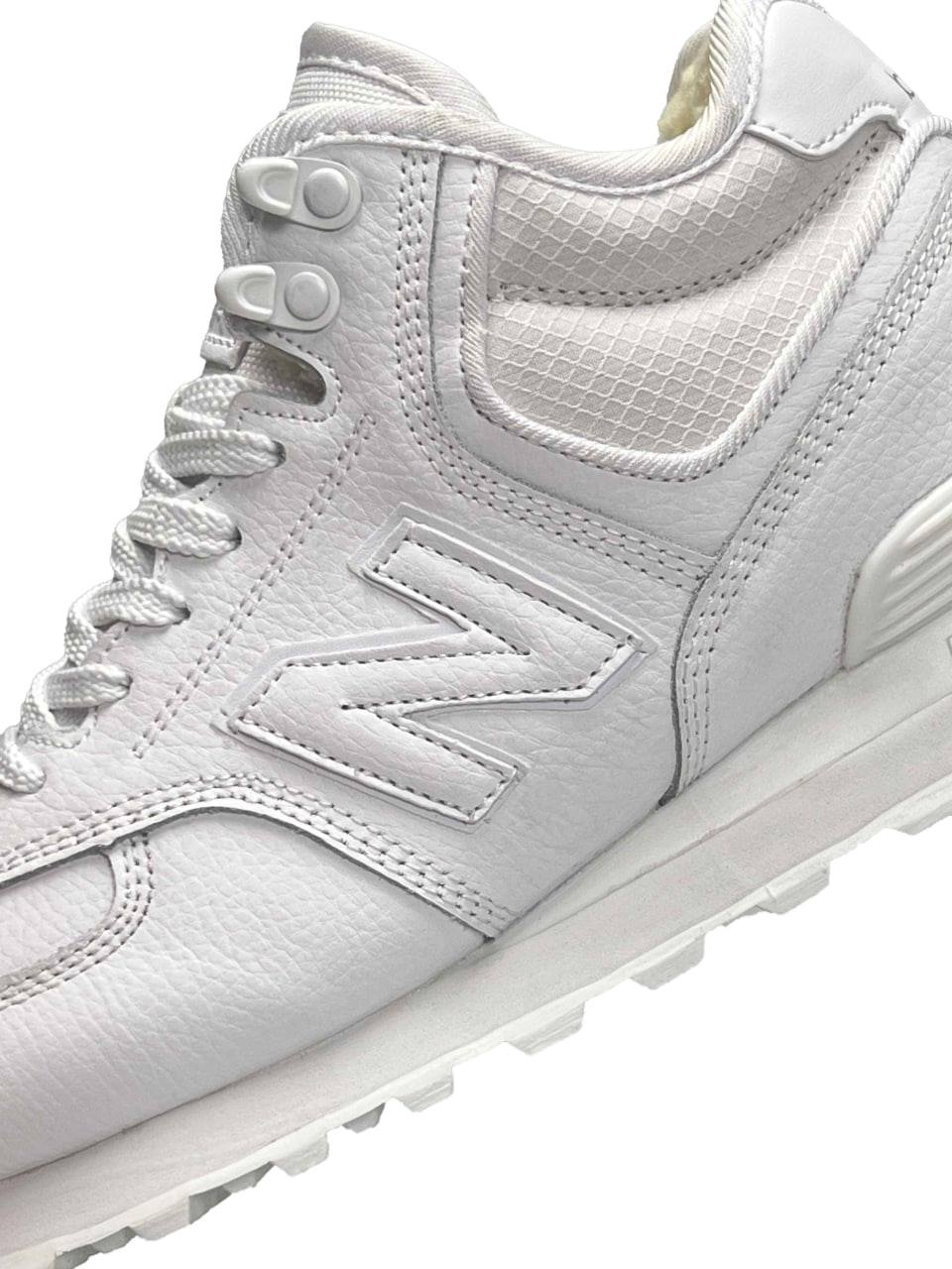 New Balance 574 High All White Fur
