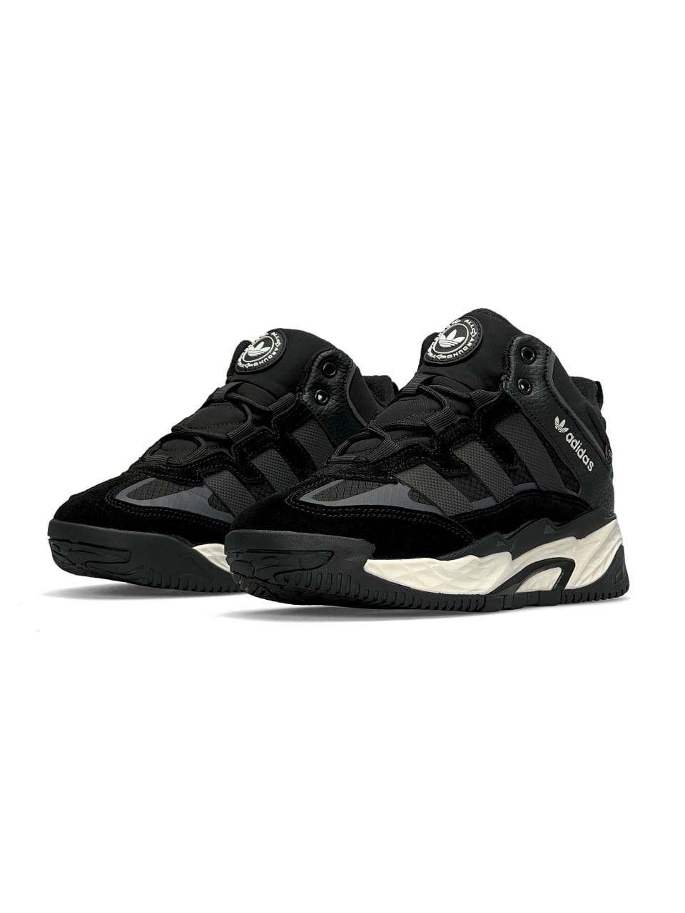 Adidas Niteball High All Black White Fur