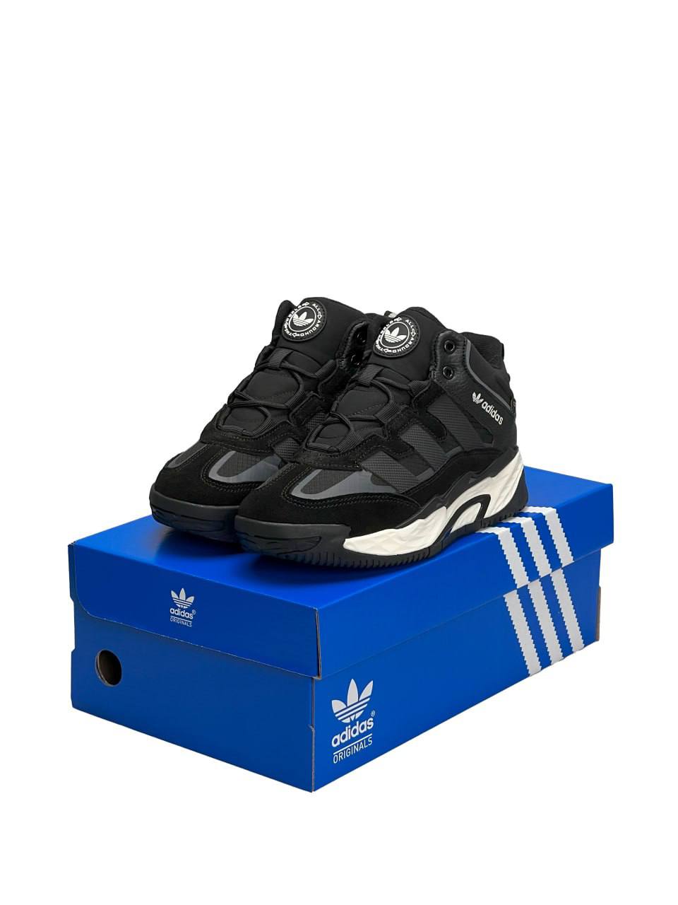 Adidas Niteball High All Black White Fur