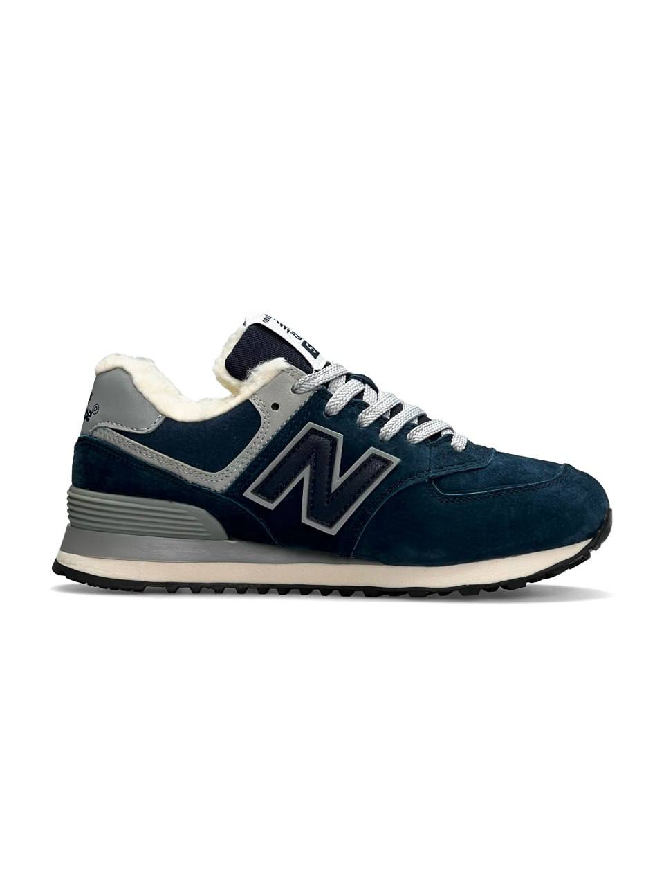 New Balance 574 Gray White Black Fur