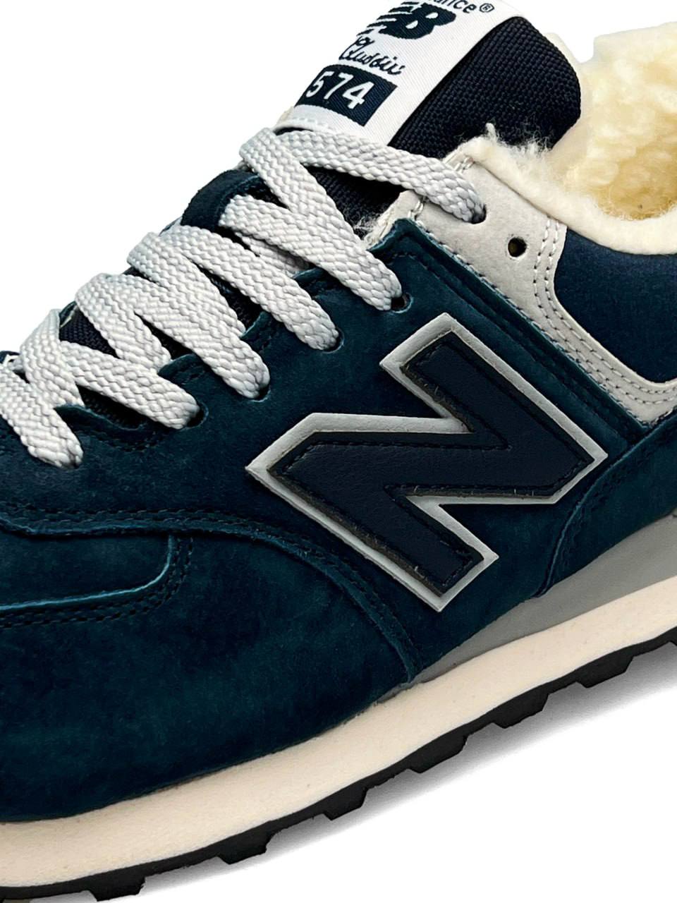 New Balance 574 Gray White Black Fur