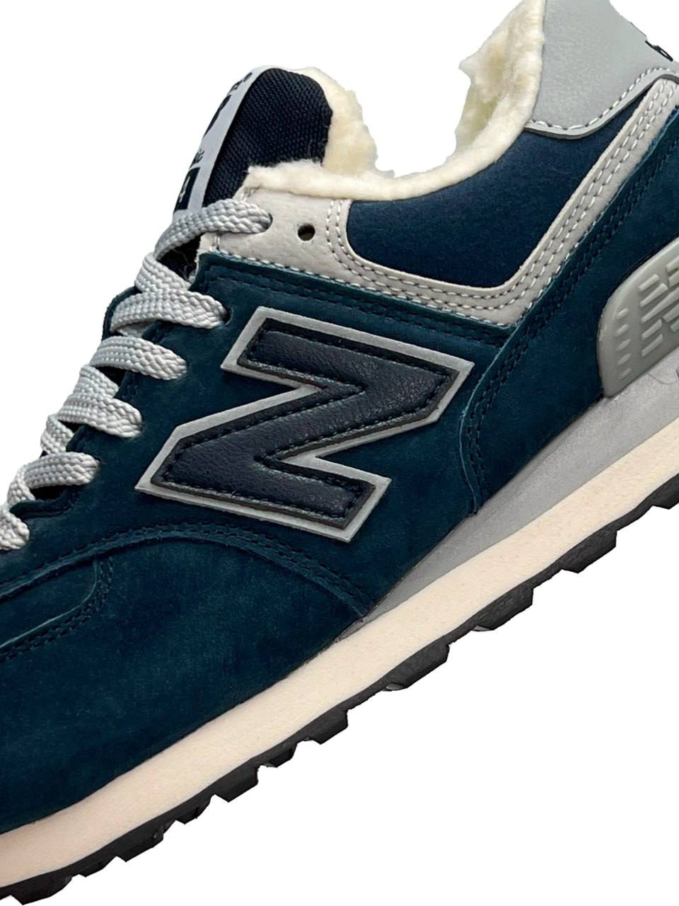New Balance 574 Gray White Black Fur
