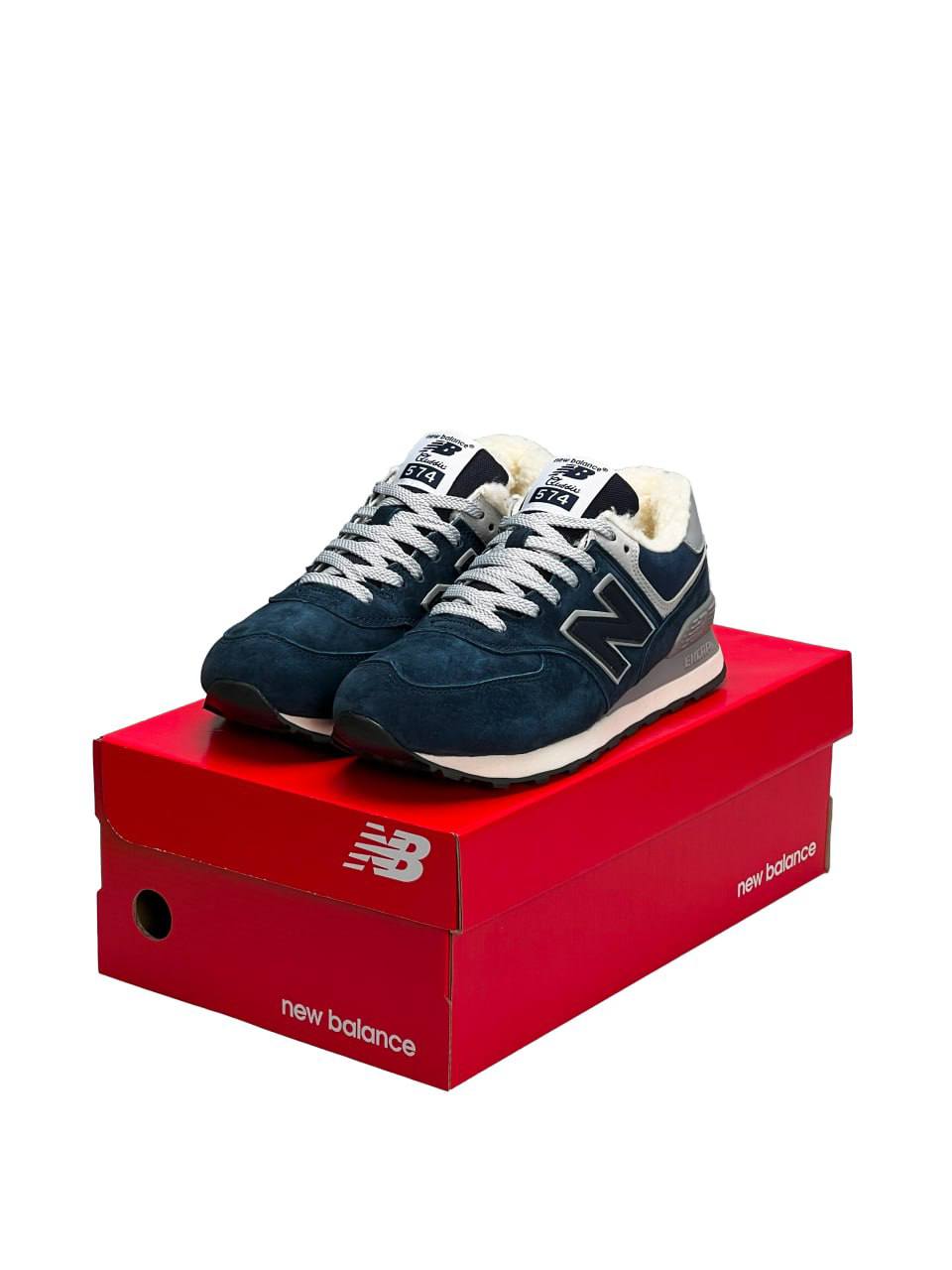 New Balance 574 Gray White Black Fur