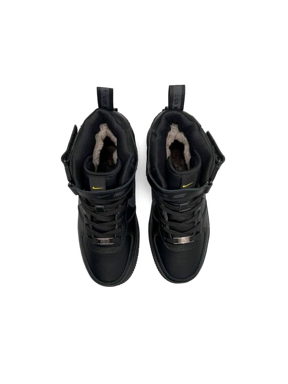 Nike Air Force 1 Utility High Black Gray Fur