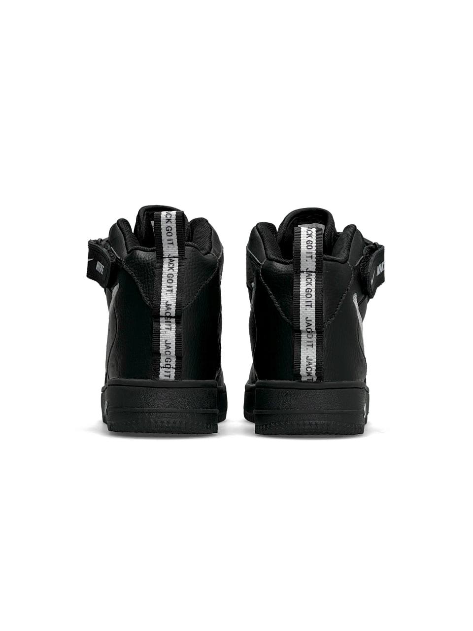 Nike Air Force 1 Utility High All Black White Fur