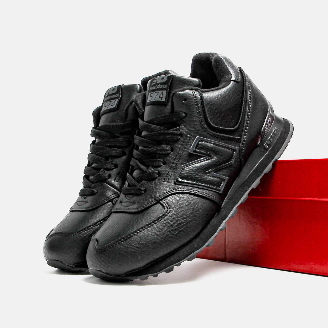 New Balance 574 High Black Leather