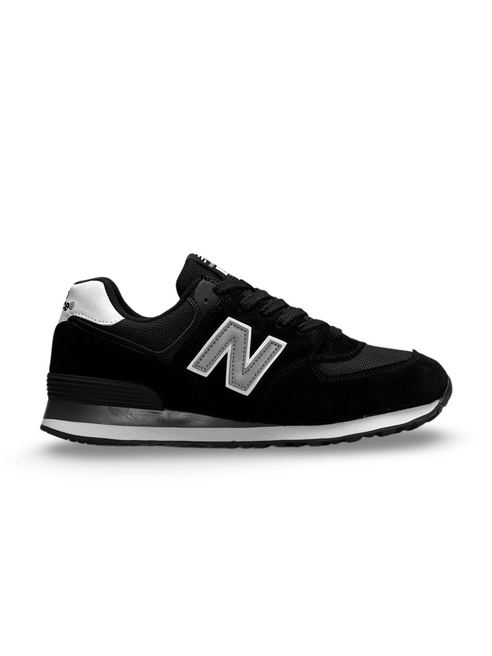 New Balance 574 Black White Gray Reflective