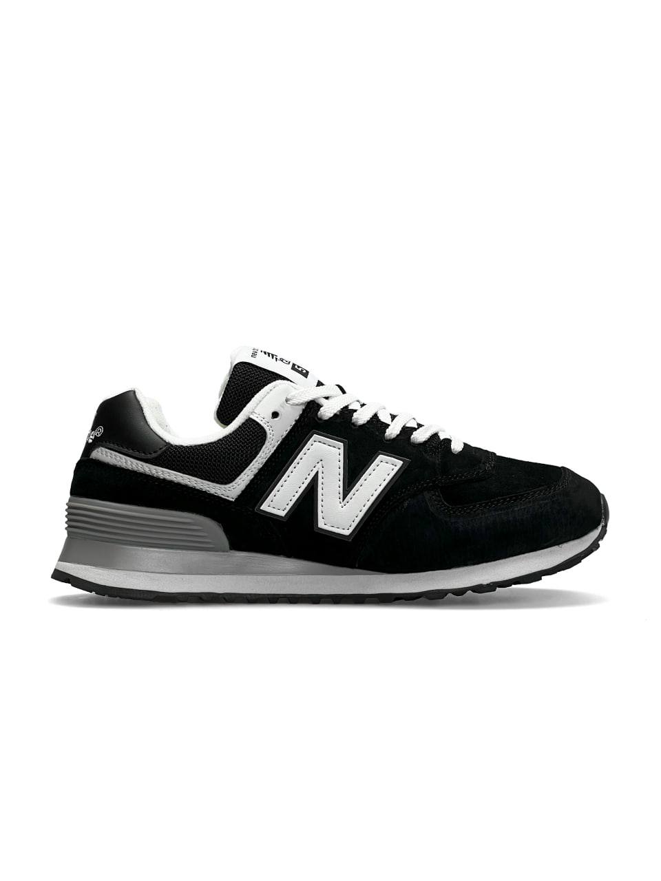 New Balance 574 Full Suede Black White
