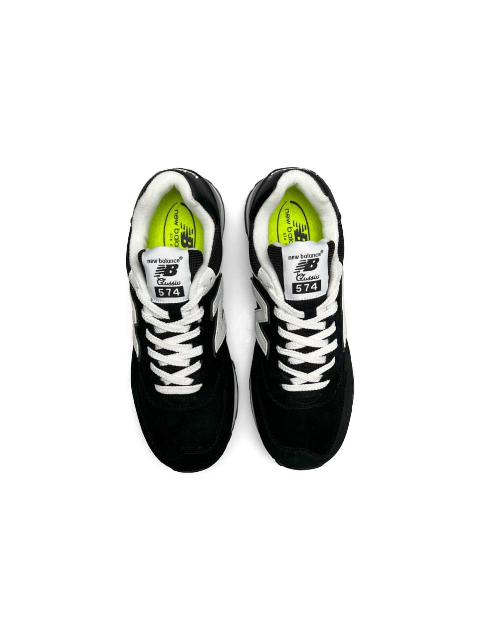 New Balance 574 Full Suede Black White