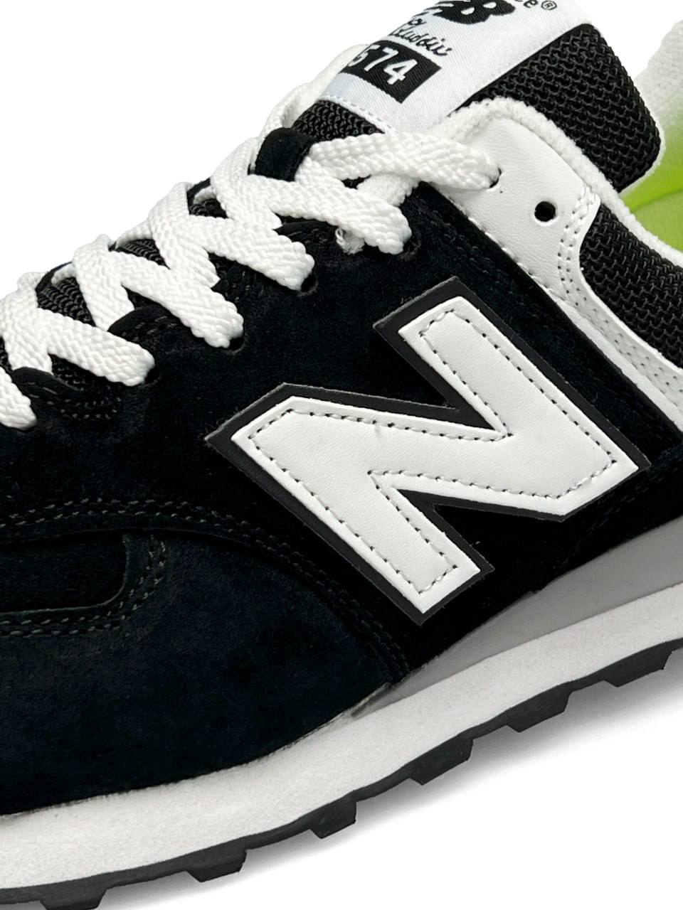 New Balance 574 Full Suede Black White