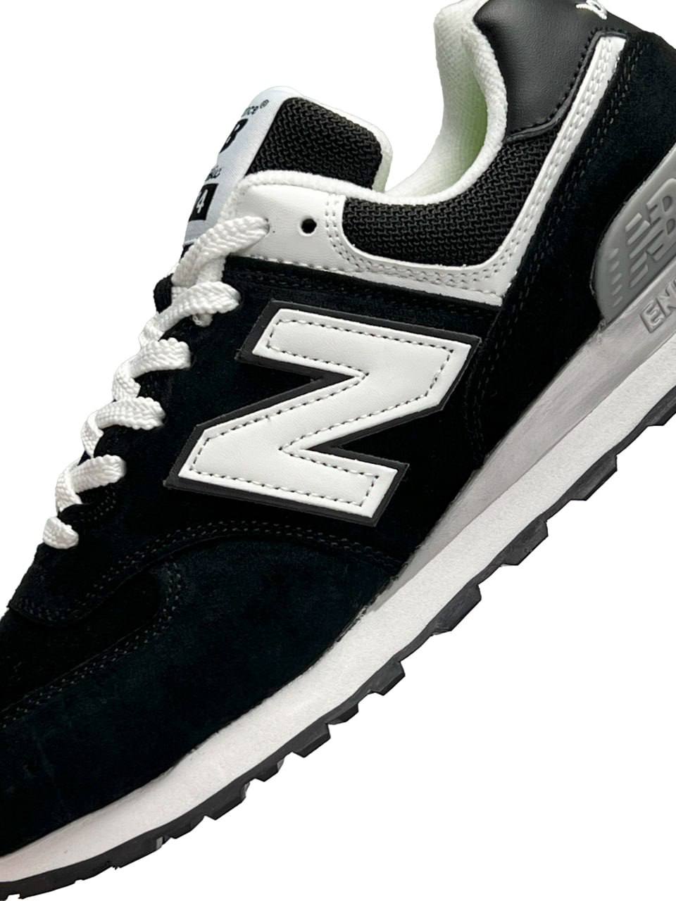 New Balance 574 Full Suede Black White