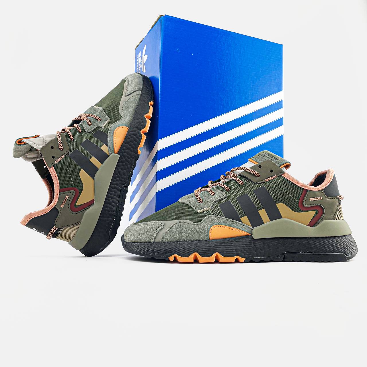 Adidas Nite Jogger Boost Core Black Orange Dark Green