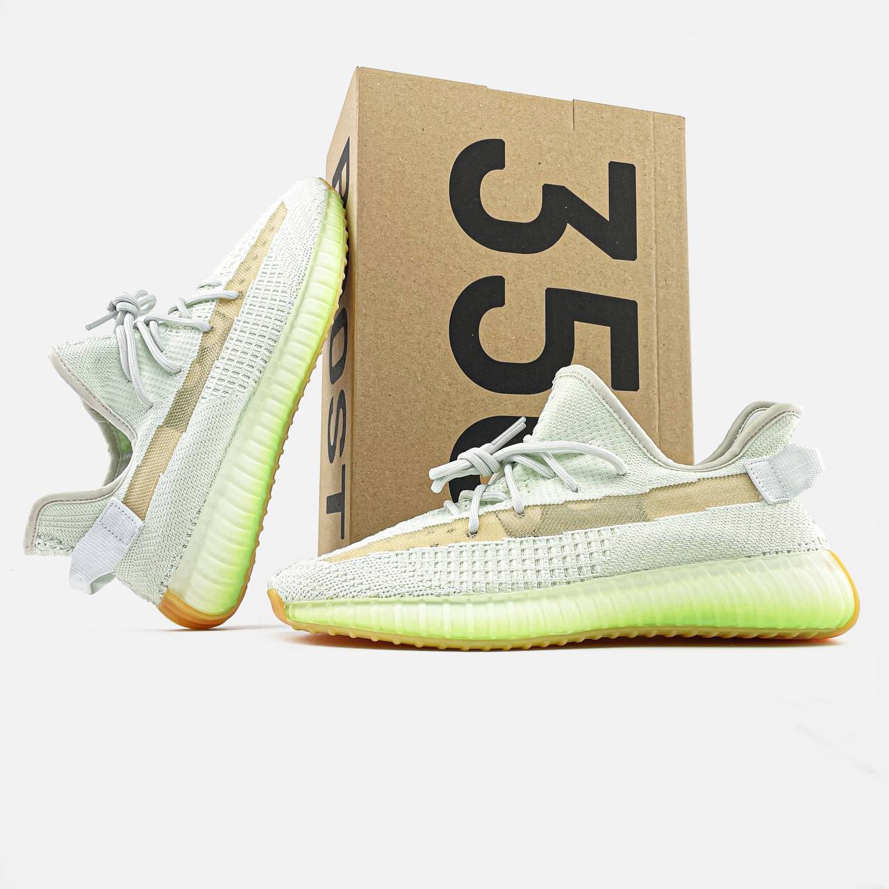 Adidas Yeezy Boost 350 V2 Wolf Grey Green Glow