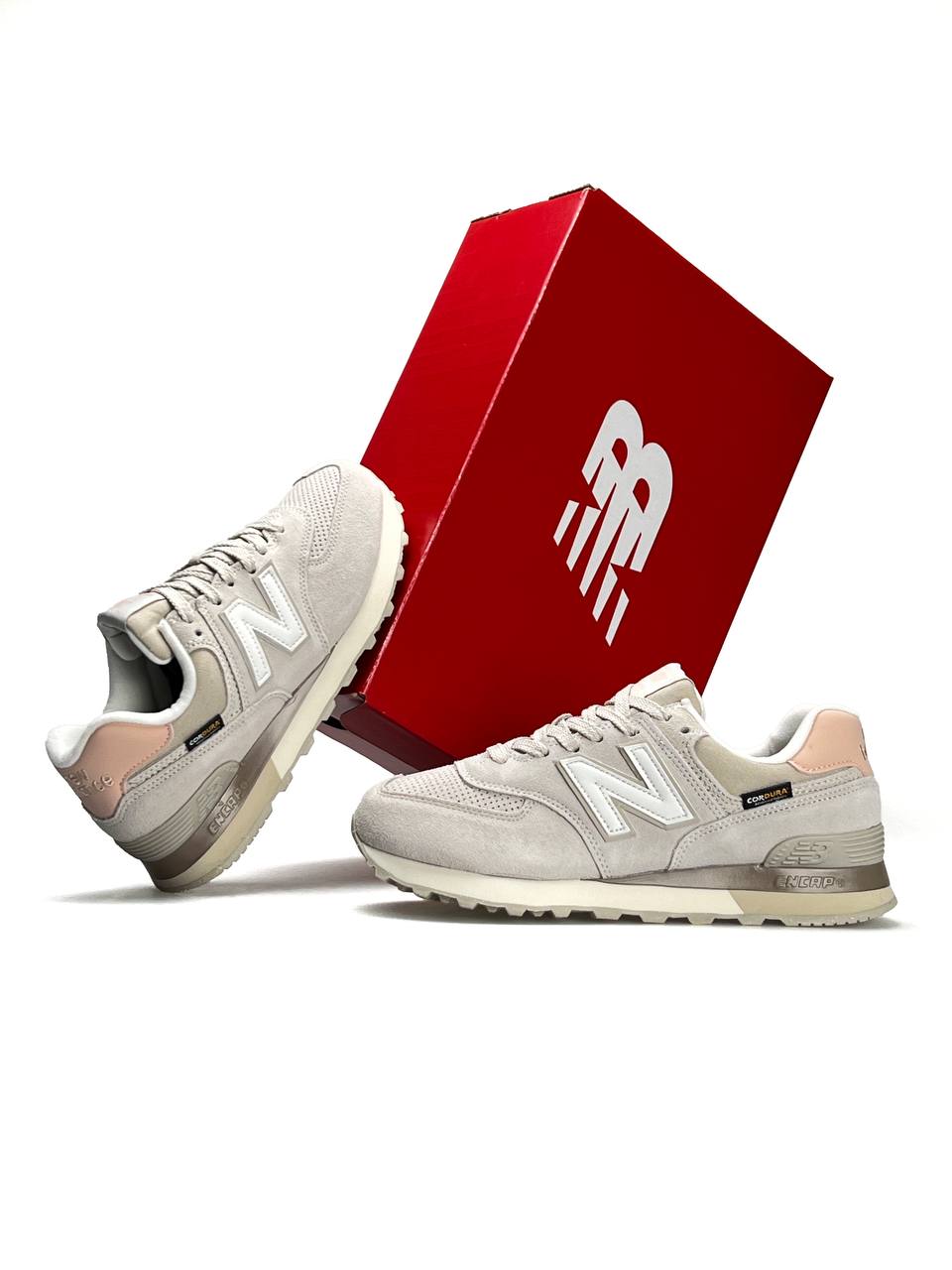 New Balance 574 Beige White Peach