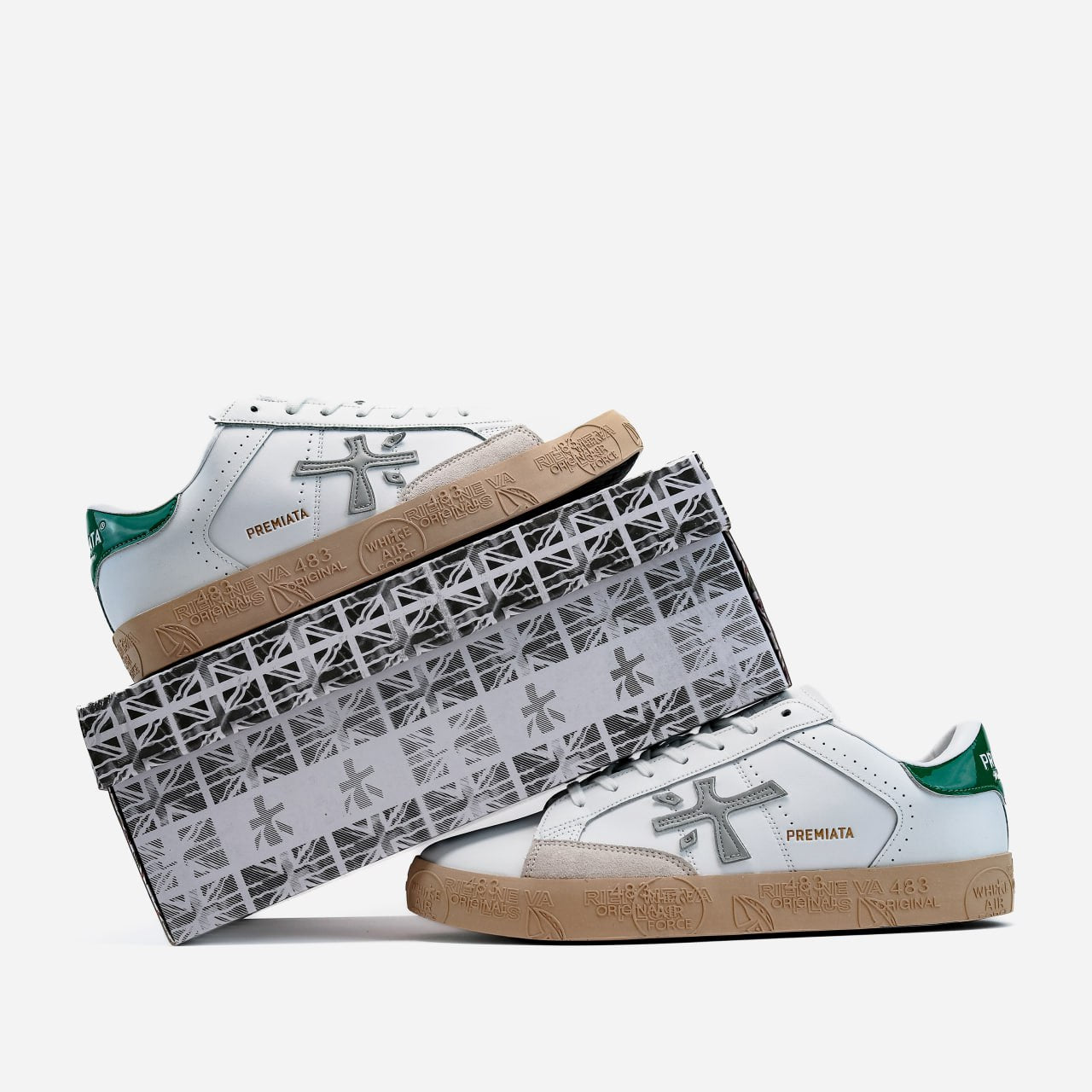 Premiata Steven White Beige Green
