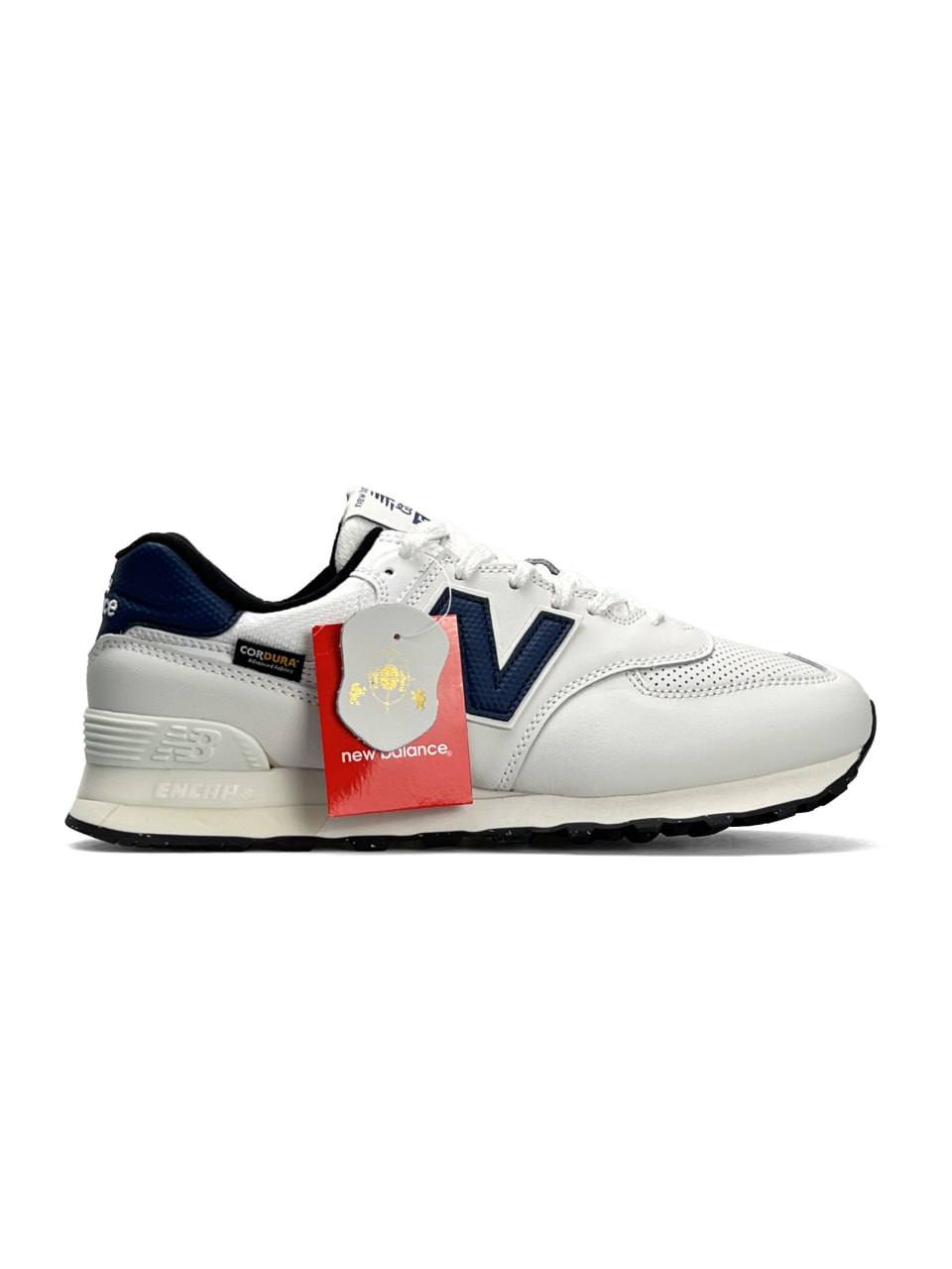 New Balance 574 White Navy Cordura