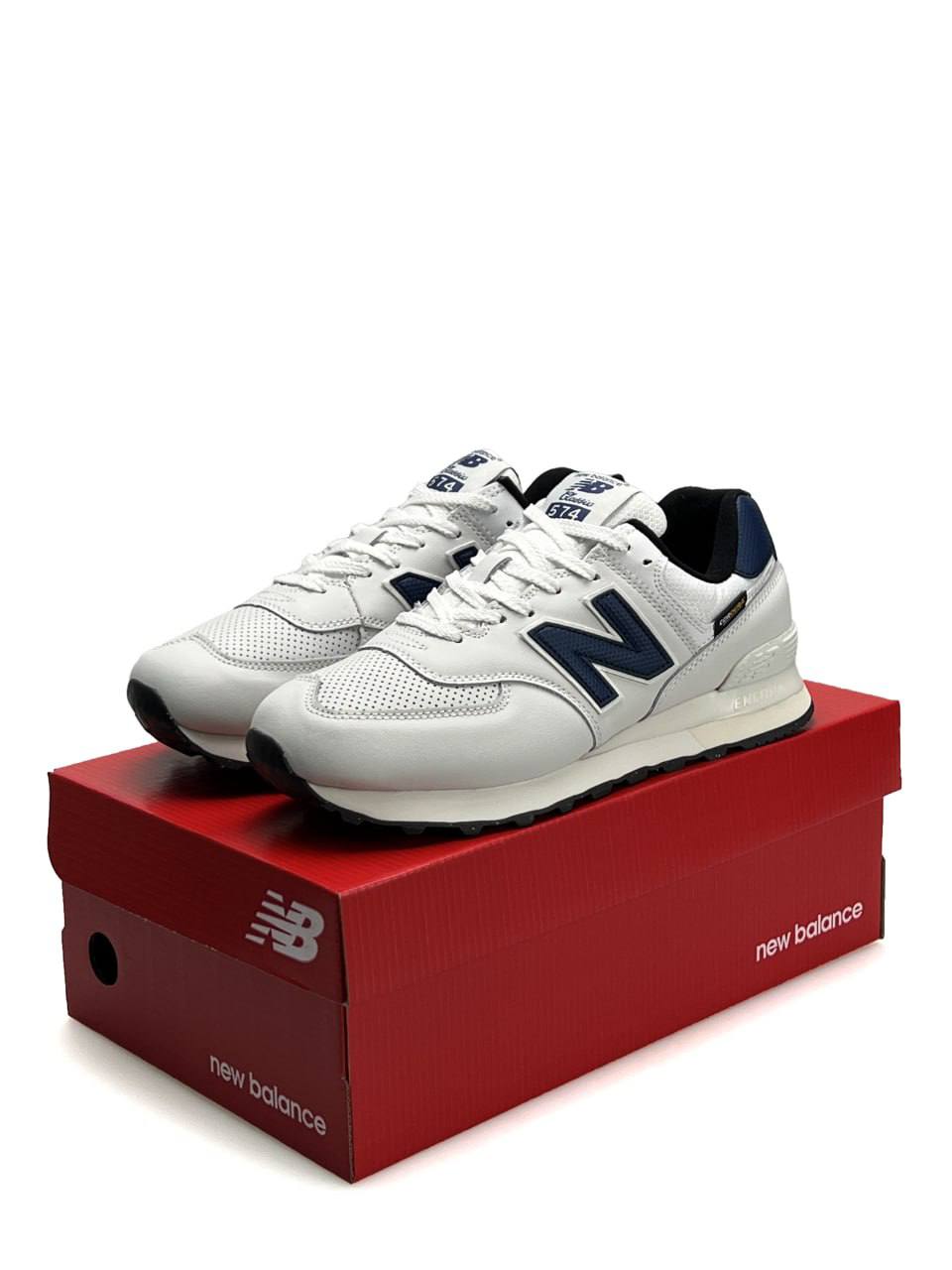 New Balance 574 White Navy Cordura