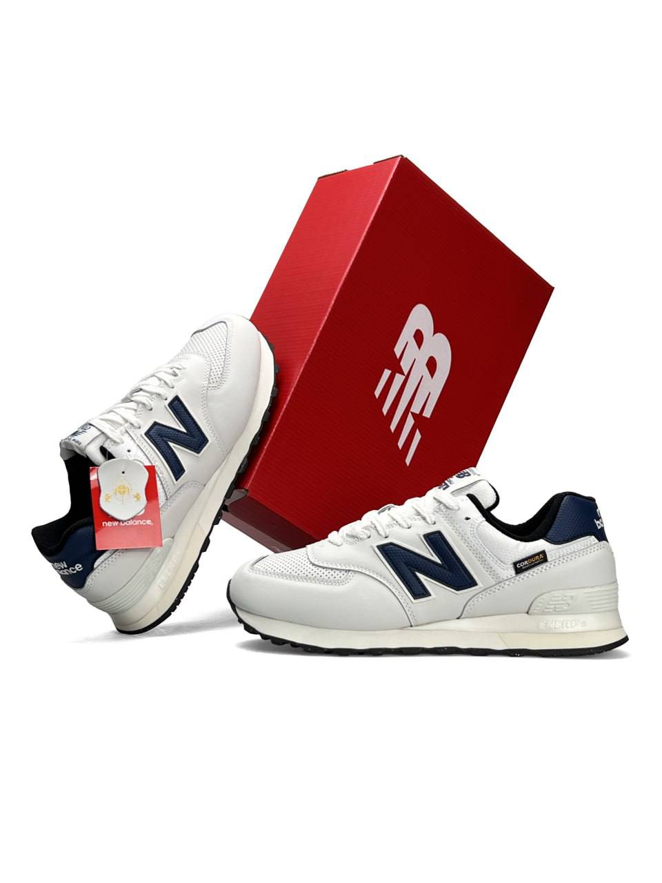 New Balance 574 White Navy Cordura