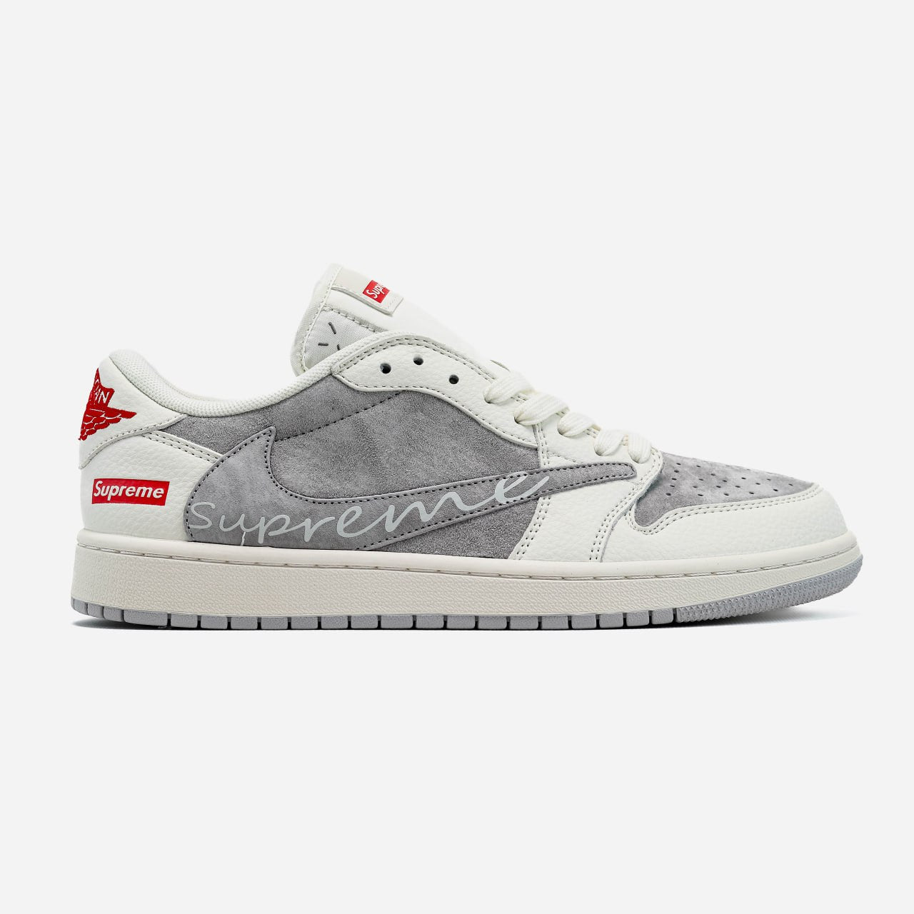 Nike Air Jordan 1 Retro Low x Travis Scott x Supreme White Grey
