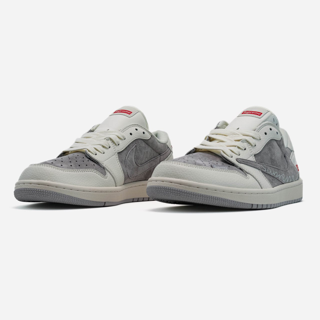 Nike Air Jordan 1 Retro Low x Travis Scott x Supreme White Grey