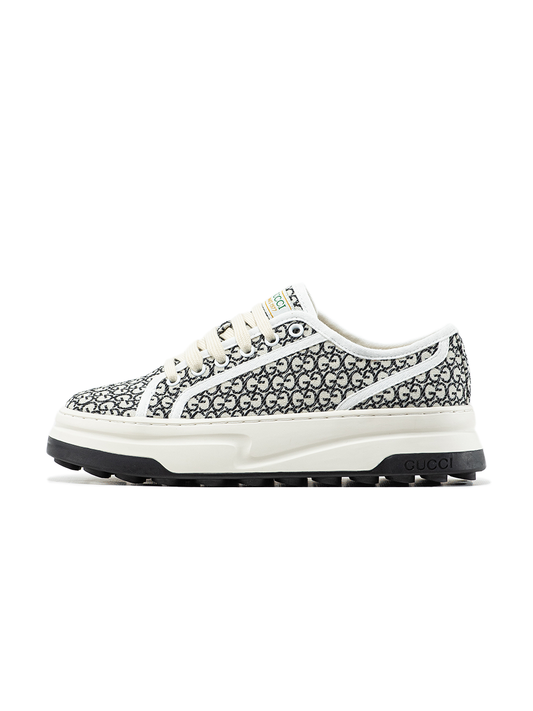 Gucci GG Platform Canvas Sneakers Cream Black