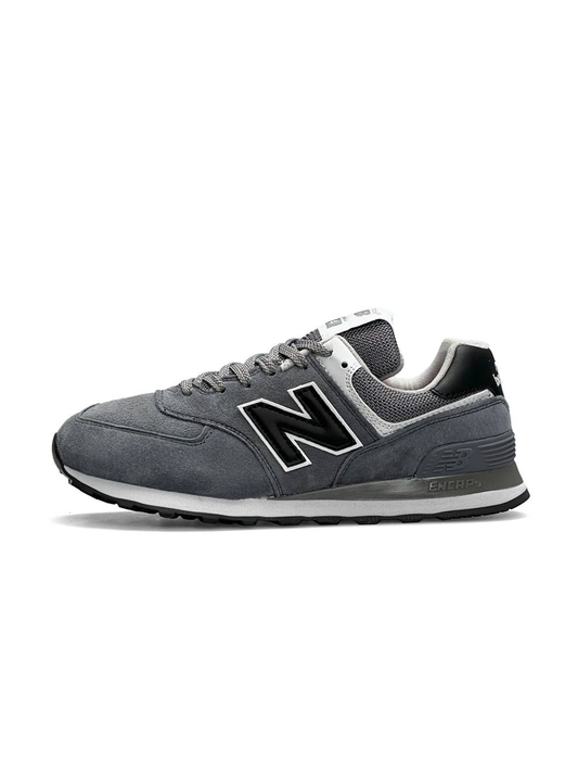 New Balance 574 Full Suede Black White