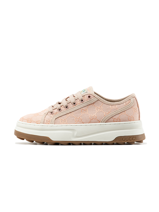 Gucci GG Platform Canvas Sneakers Pink White
