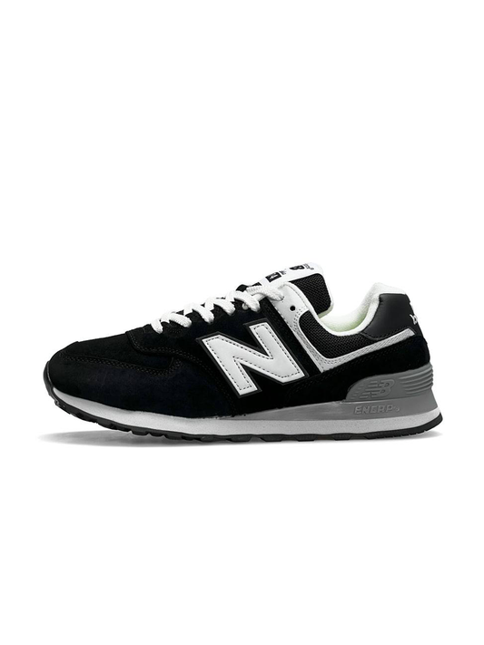 New Balance 574 Full Suede Black White