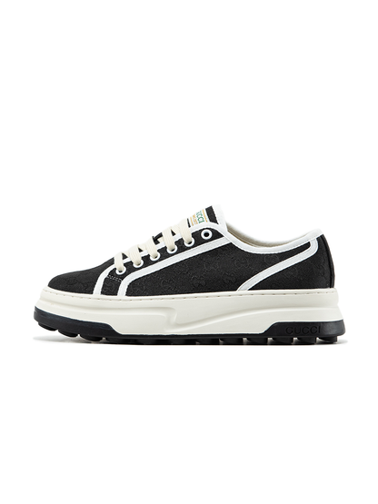 Gucci GG Platform Canvas Sneakers Black White