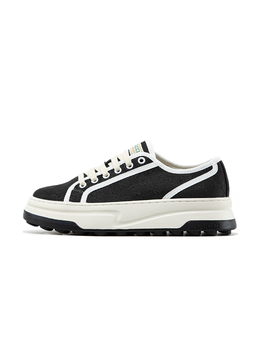 Gucci GG Platform Canvas Sneakers Black White