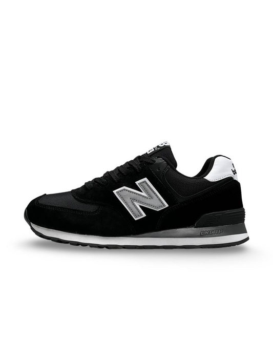 New Balance 574 Black White Gray Reflective