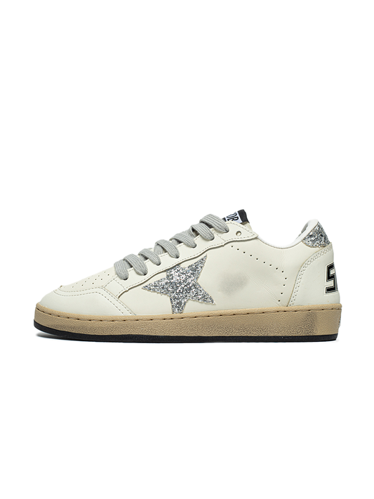 Golden Goose Ball Star Cream Silver
