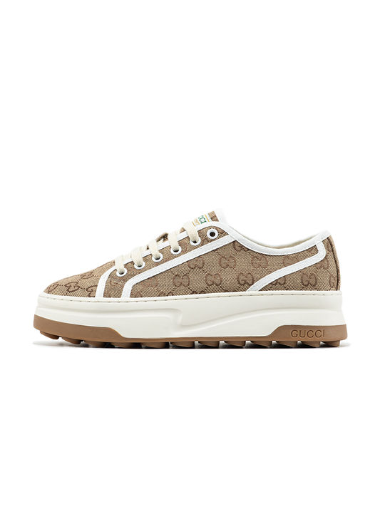 Gucci GG Platform Canvas Sneakers Beige