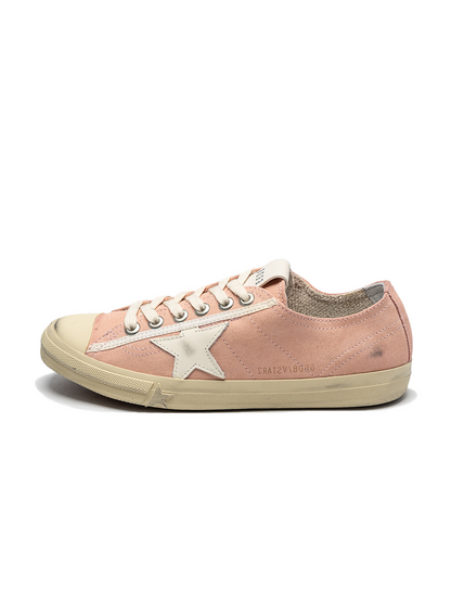 Golden Goose V-Star in Pink Suede with Cream leather star