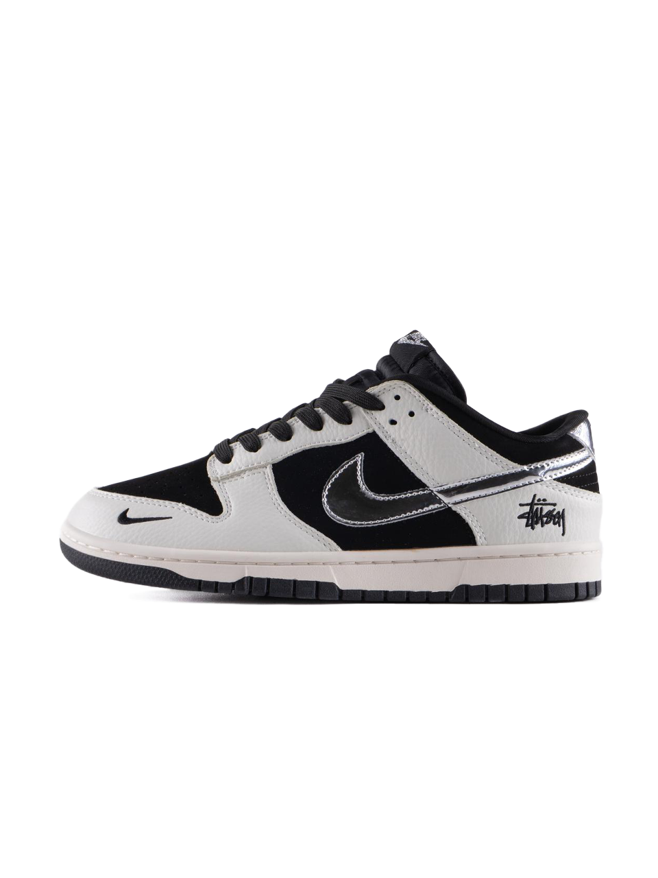 Nike SB Dunk Low x Stussy Black White Metallic