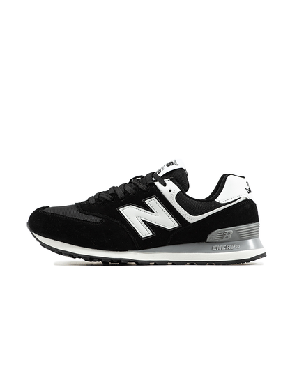 New Balance 574 Black White Logo