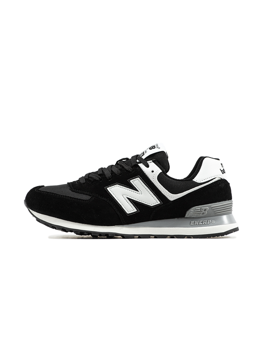 New Balance 574 Black White Logo