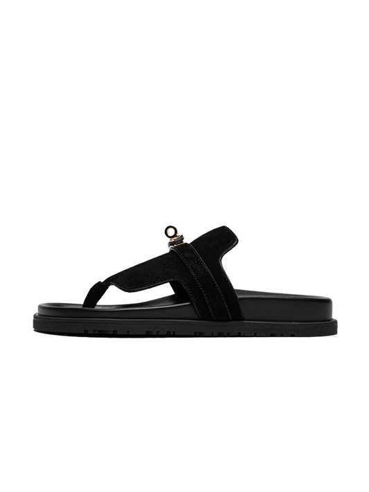 Hermes Empire Suede Slippers Black
