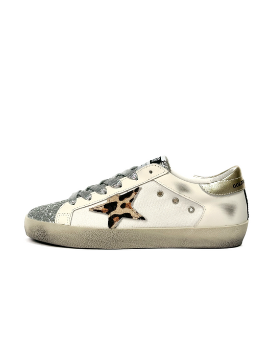 Golden Goose Superstar GGDB SSTAR Leo Print Silver Sparkle
