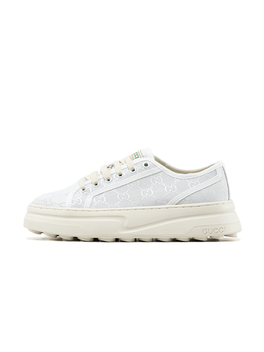 Gucci GG Platform Canvas Sneakers White