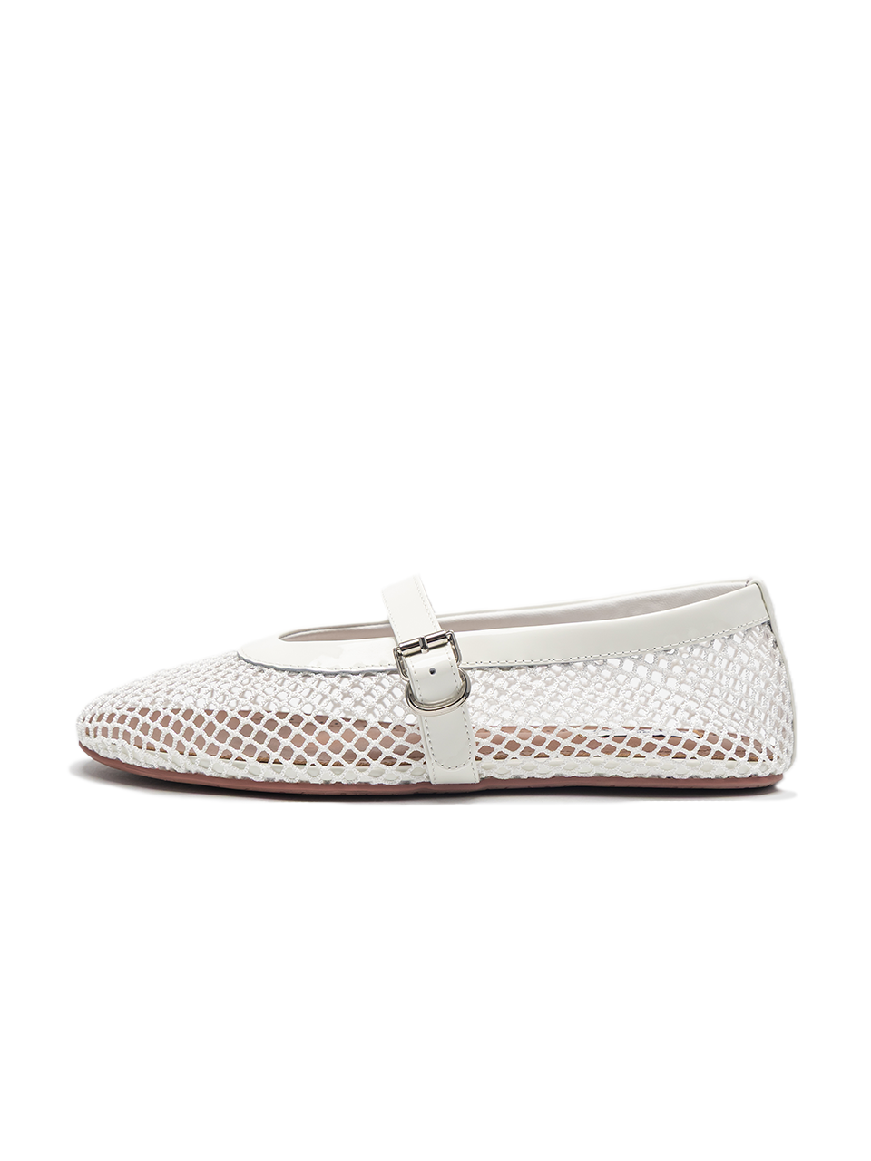 Alaia Ballet Flats in Fishnet Optical White