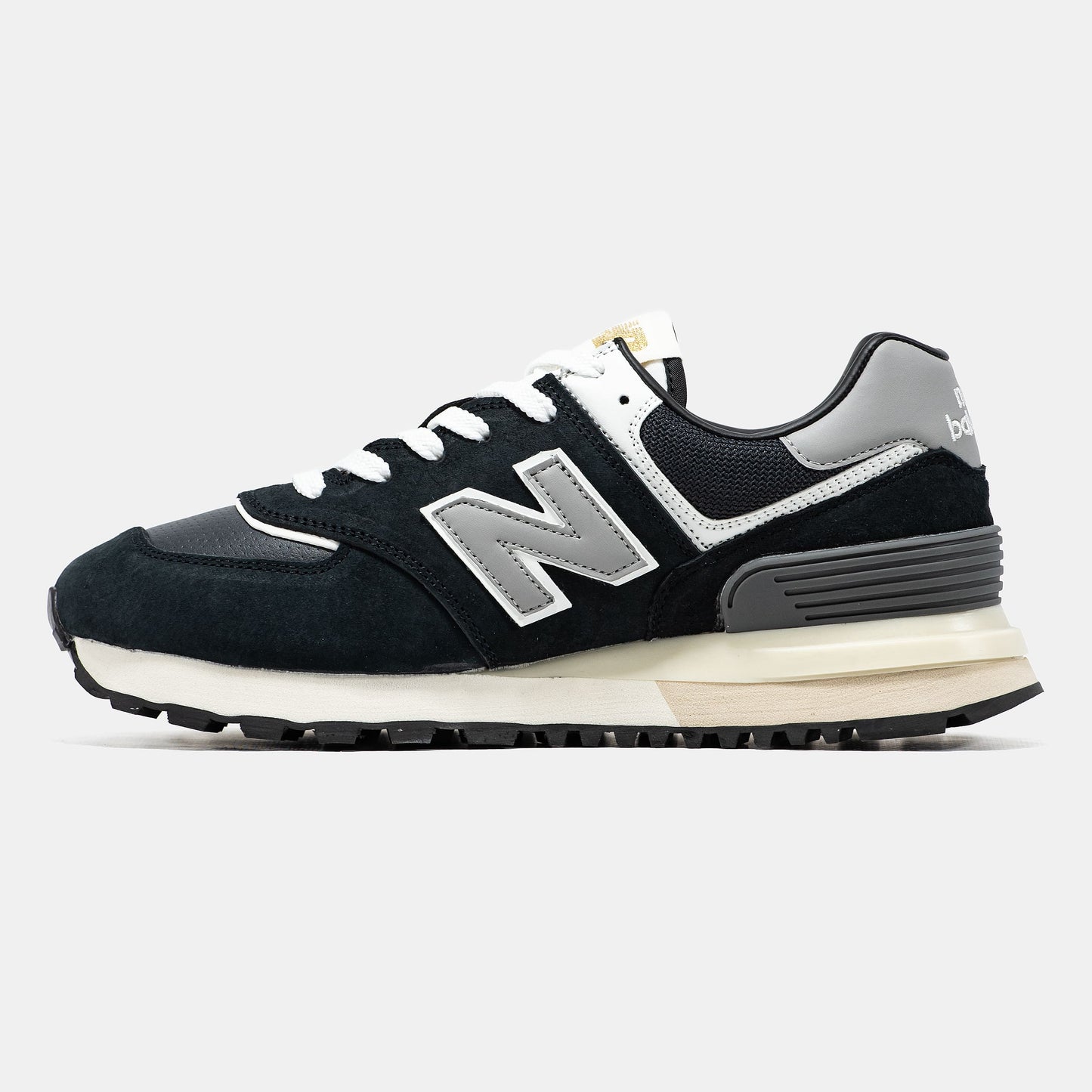 New Balance 574 Black White Beige